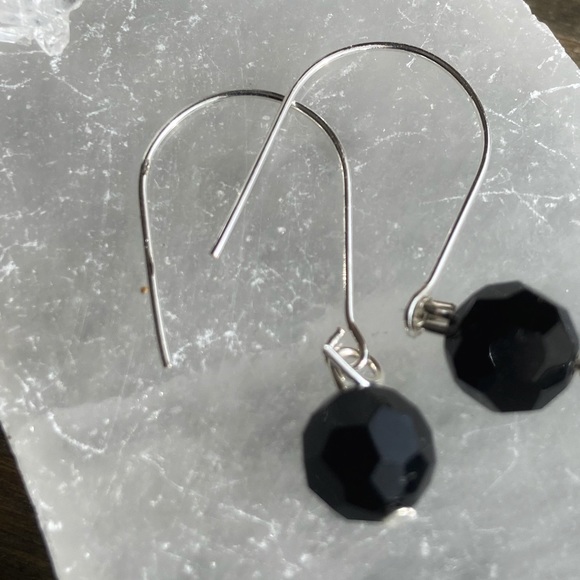 Black Onyx drops dangle earrings/manifesting grounding and protection - Picture 2 of 7